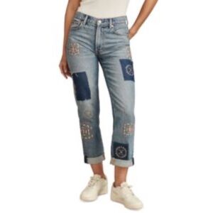 Lucky Brand Boy Mid-Rise Relaxed Straight Patchwork‎ Denim Jeans.Size (2/26R)